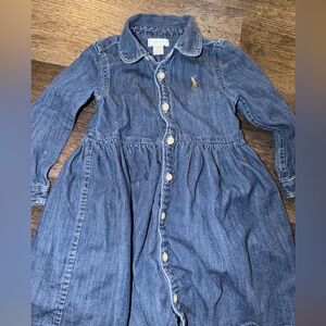 Ralph Lauren Blue Denim Button-Down Shirt dress with Polo Pony 18m